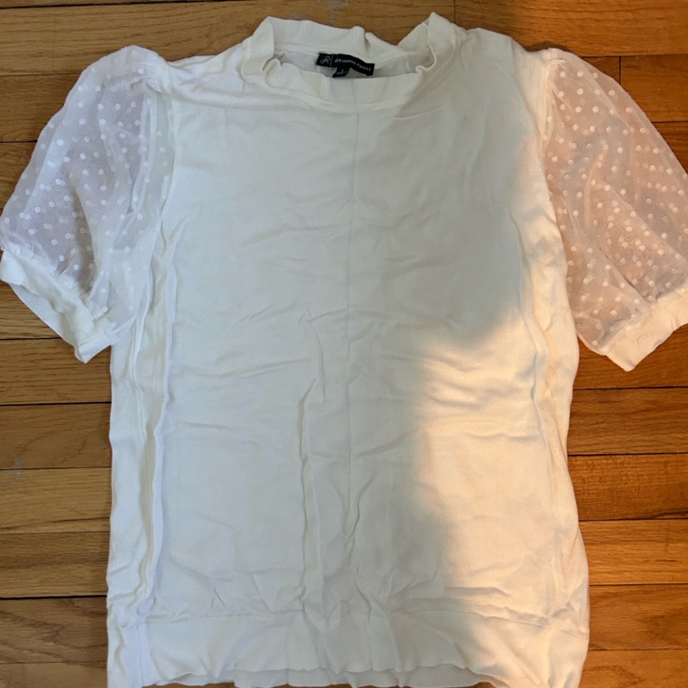 Elegant White Top with Sheer Sleeves